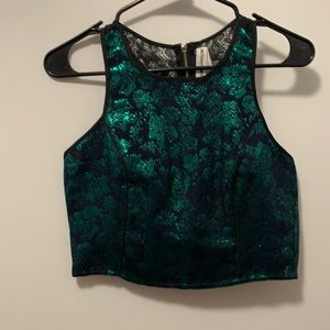Emerald green floral crop top size M